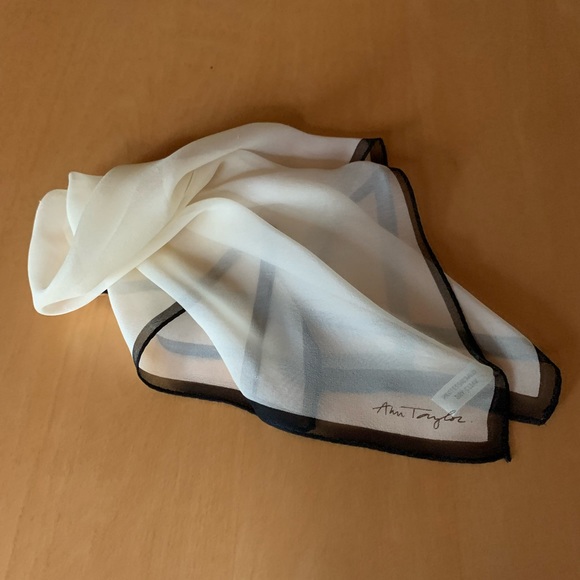 Ann Taylor 100% Silk White & Black Little Silk Scarf - Picture 3 of 7